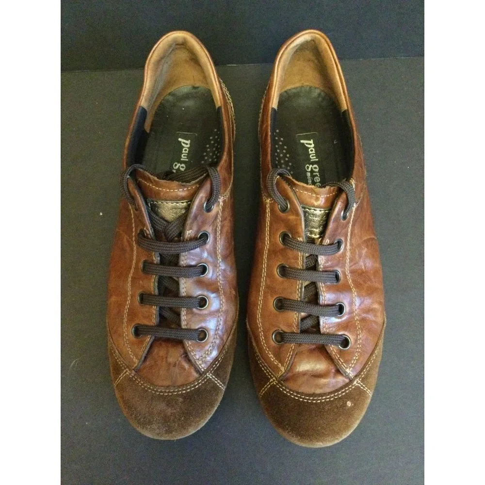 Paul Green Brown Leather & Suede Lace-Up Sneakers
